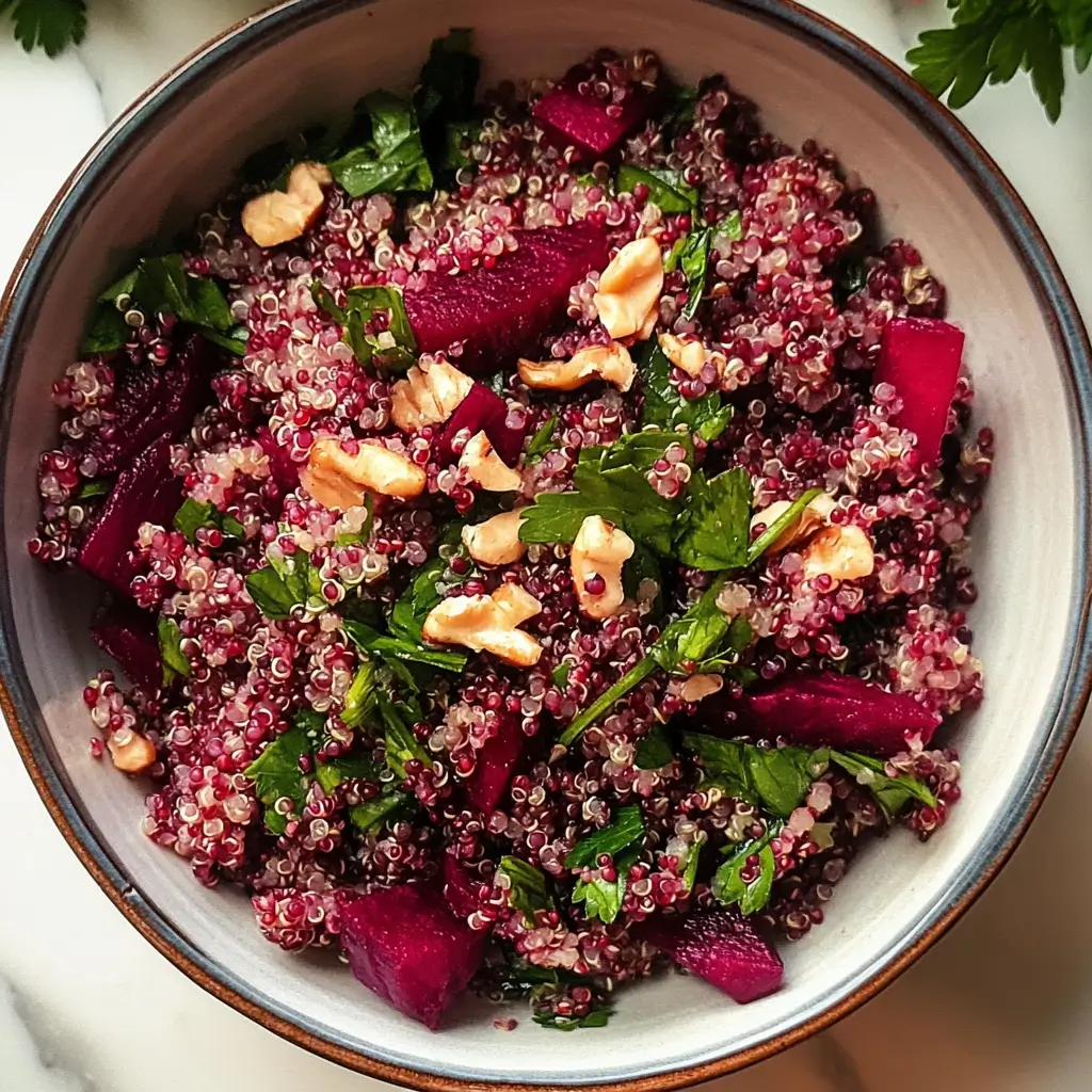 The Best Beet and Quinoa Salad Recipe for a Wholesome, Flavorful Meal 5 Beet and quinoa salad bowl with walnuts and parsley