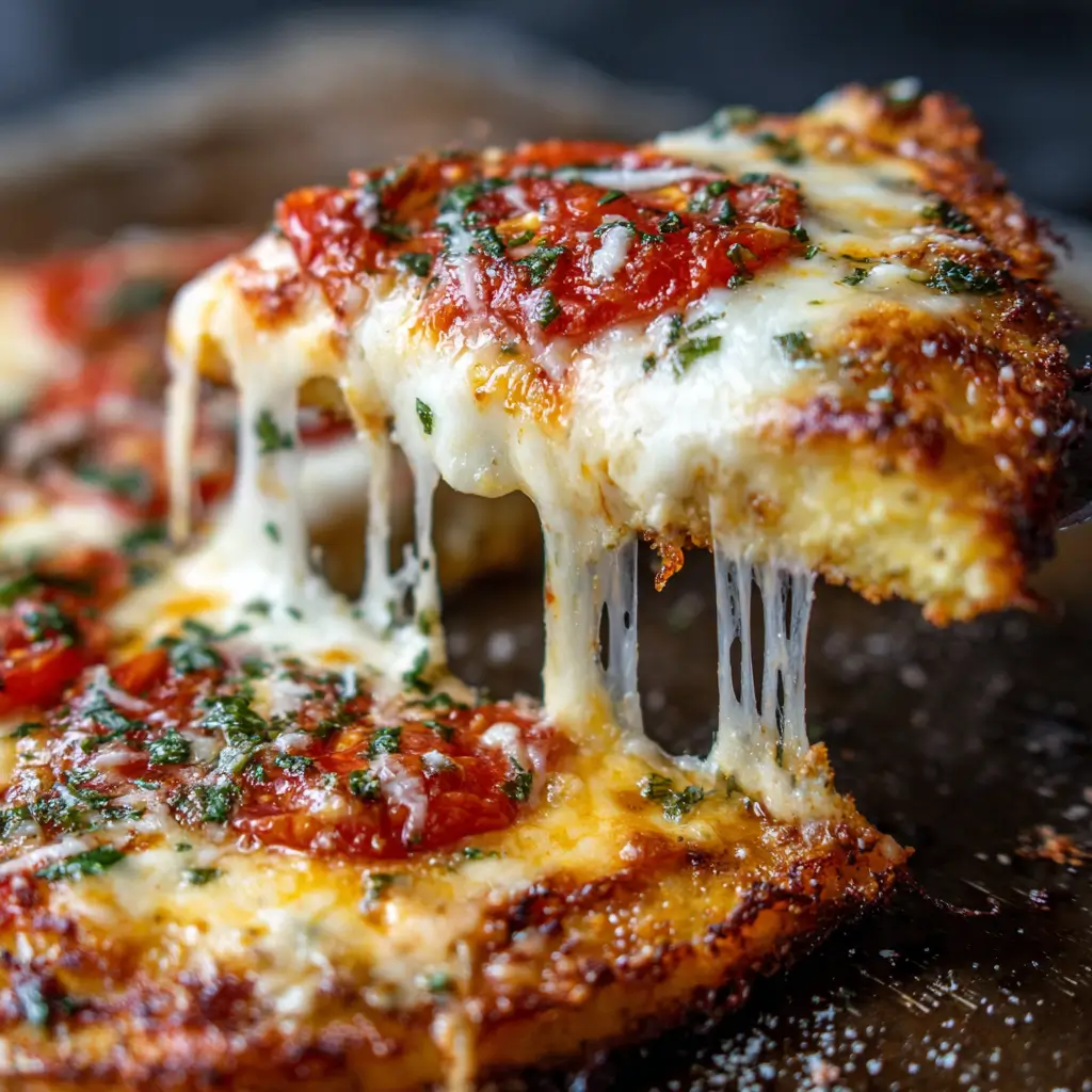 Easy Keto Pizza Recipe 5 slice of keto pizza with melted cheese