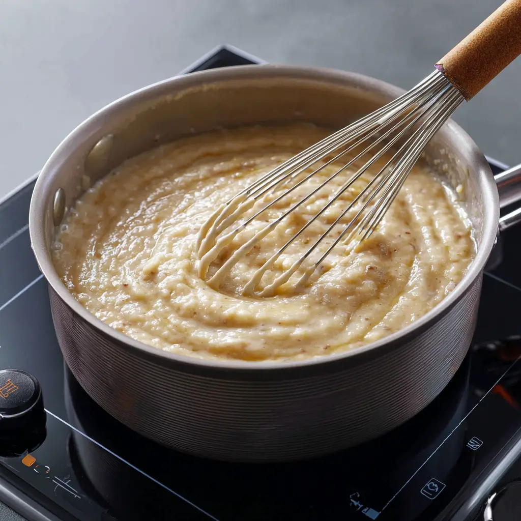 Sugar Free Southern Banana Pudding 4 Whisking sugar free banana pudding mixture