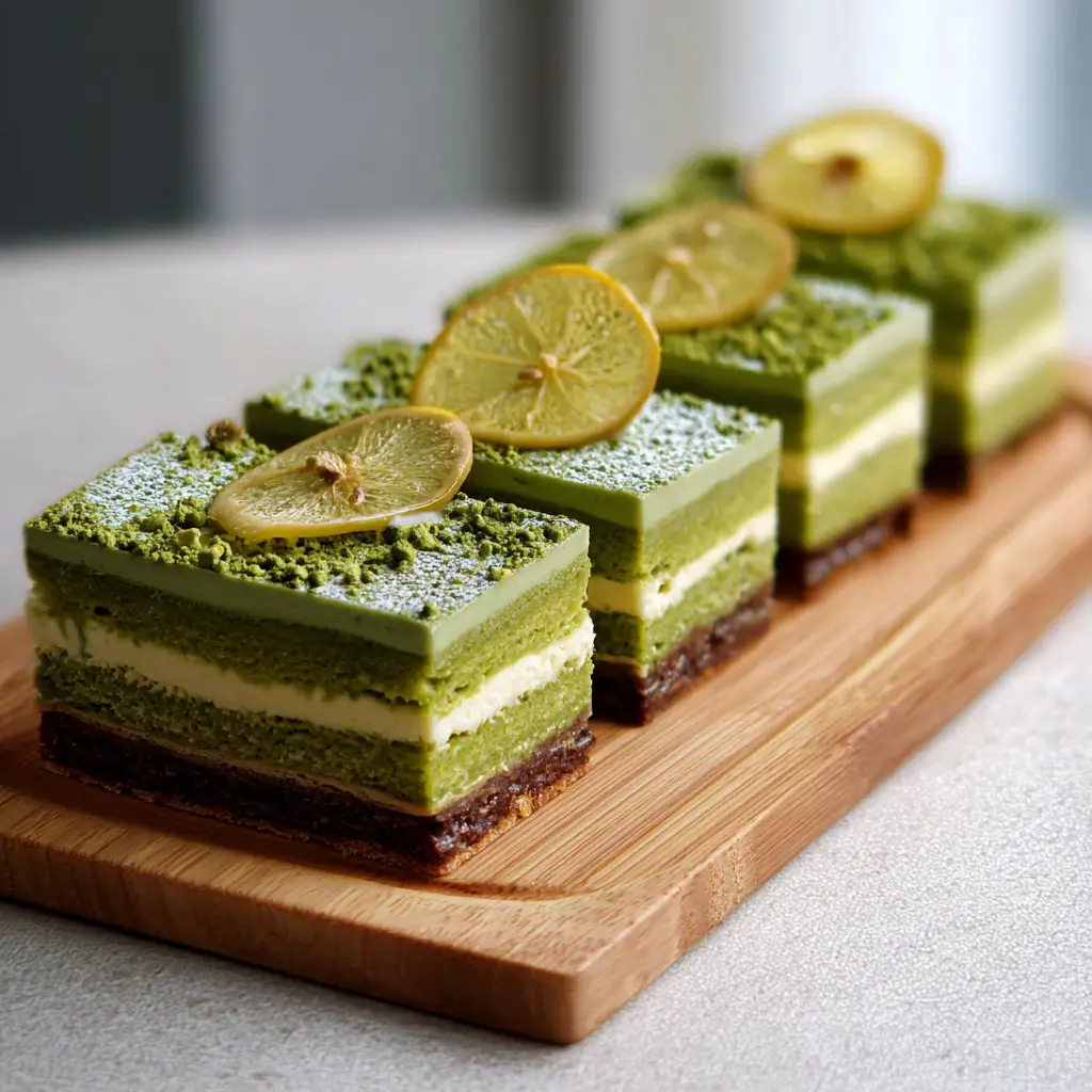 mini yuzu matcha opera cake variations