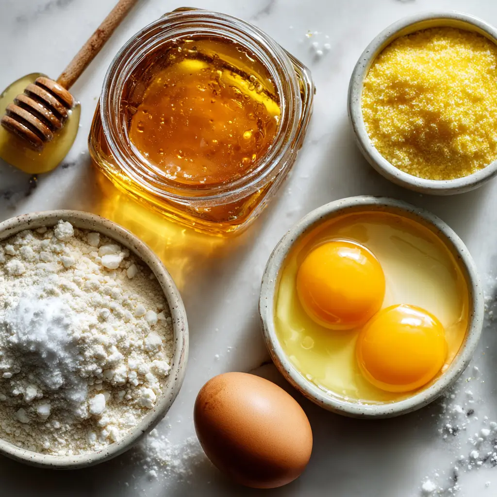 Salted honey pie ingredients on table