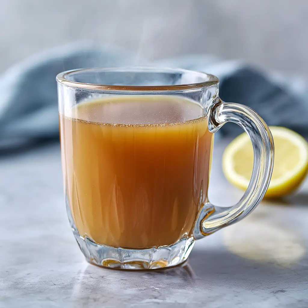 Gelatin drink for weight loss in a modern glass mug on marble counter